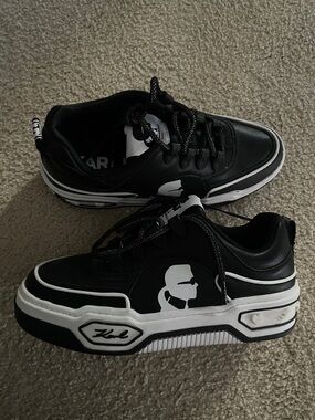 Karl Lagerfeld Black and White Signature Chunky Sneakers